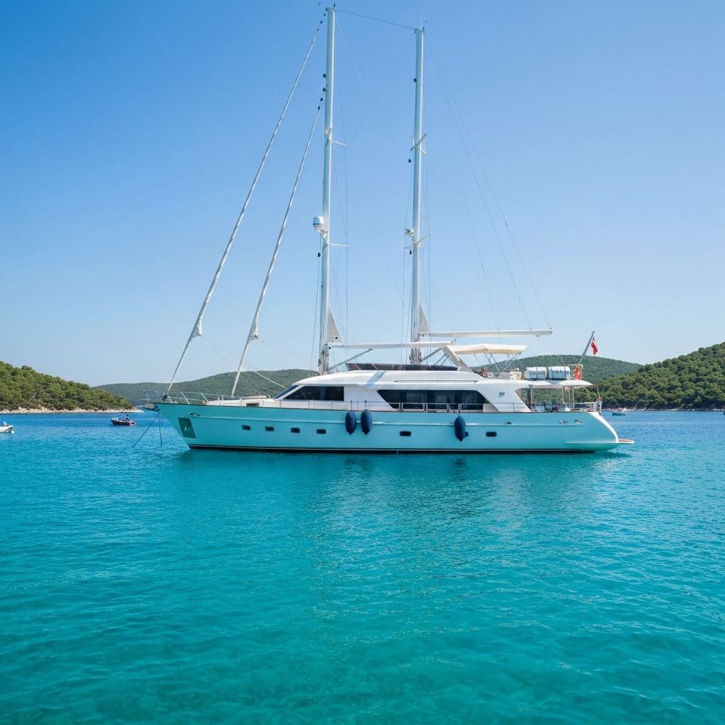 Luxury yacht on blue water